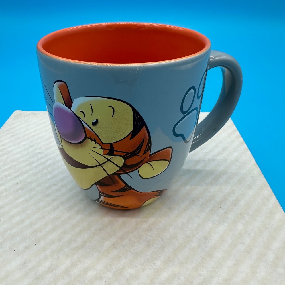Disney Parks Tigger Winnie the Pooh Blue Orange Coffee Mug Walt Disney World